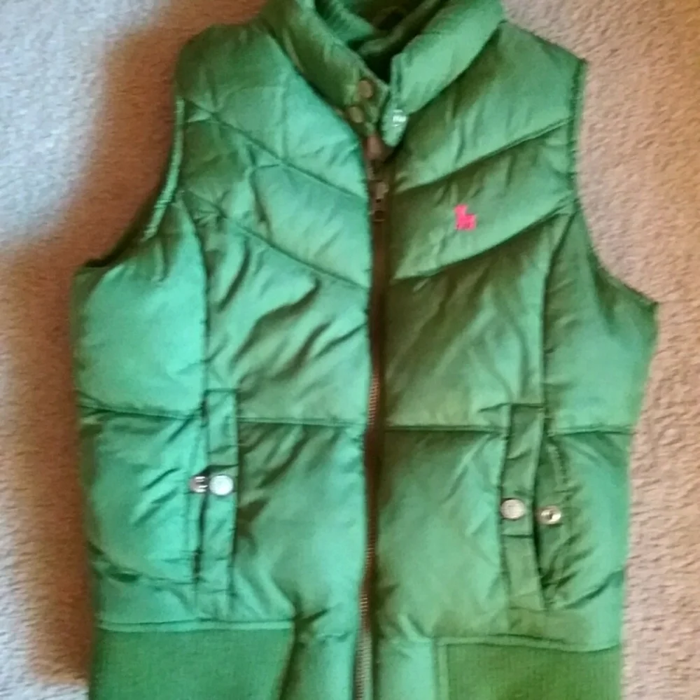 Old Navy youth girls size large green vest jacket